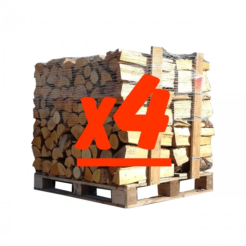Holzscheite 50 cm: 4 Paletten – 2 Paletten Eiche + 2 Paletten Buche/Hainbuche