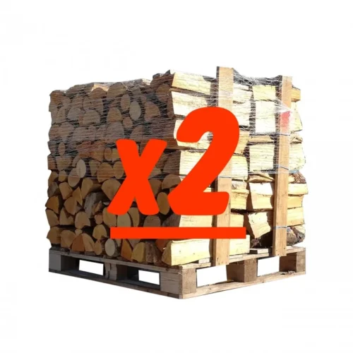 Holzscheite 50 cm: 2 Paletten – 1 Palette Weißeiche + 1 Palette Buche/Hainbuche
